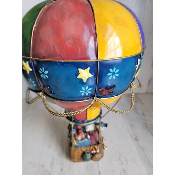 Vintage hot air balloon metal Santa music box unique home decor - Picture 7 of 10